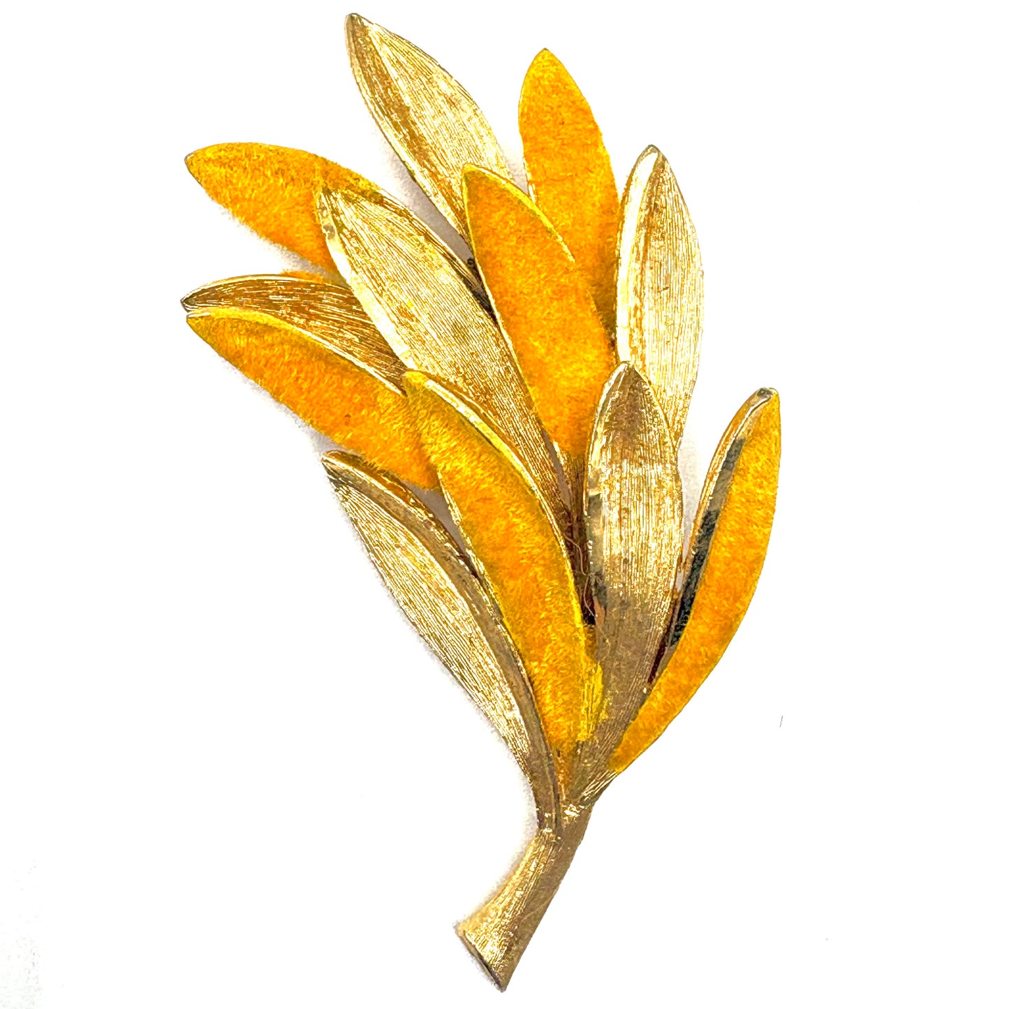 1960s Flocked Gold-Tone Brooch