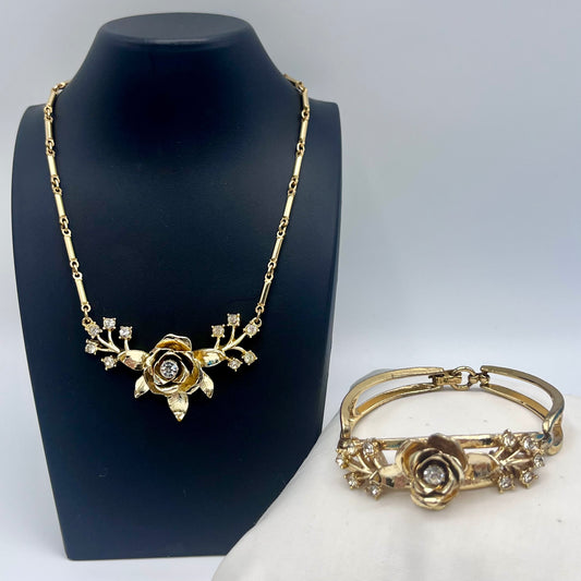 1960s Coro Rhinestone Demi Parure -Bracelet & Necklace