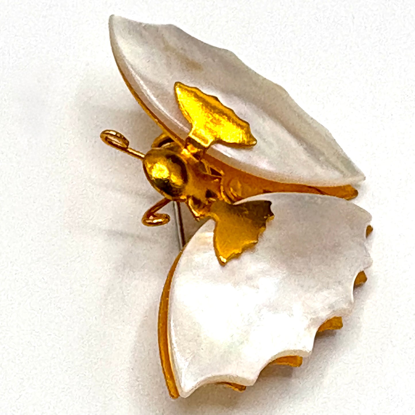 1970s Mother of Pearl Butterfly Brooch