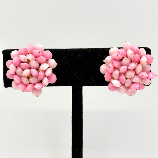 1960s Hong Kong Pink Bead earrings