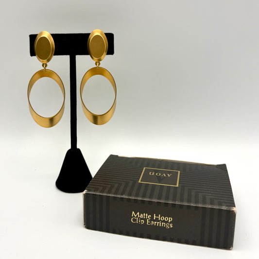 1992 Avon Matte Hoop Clip Earrings