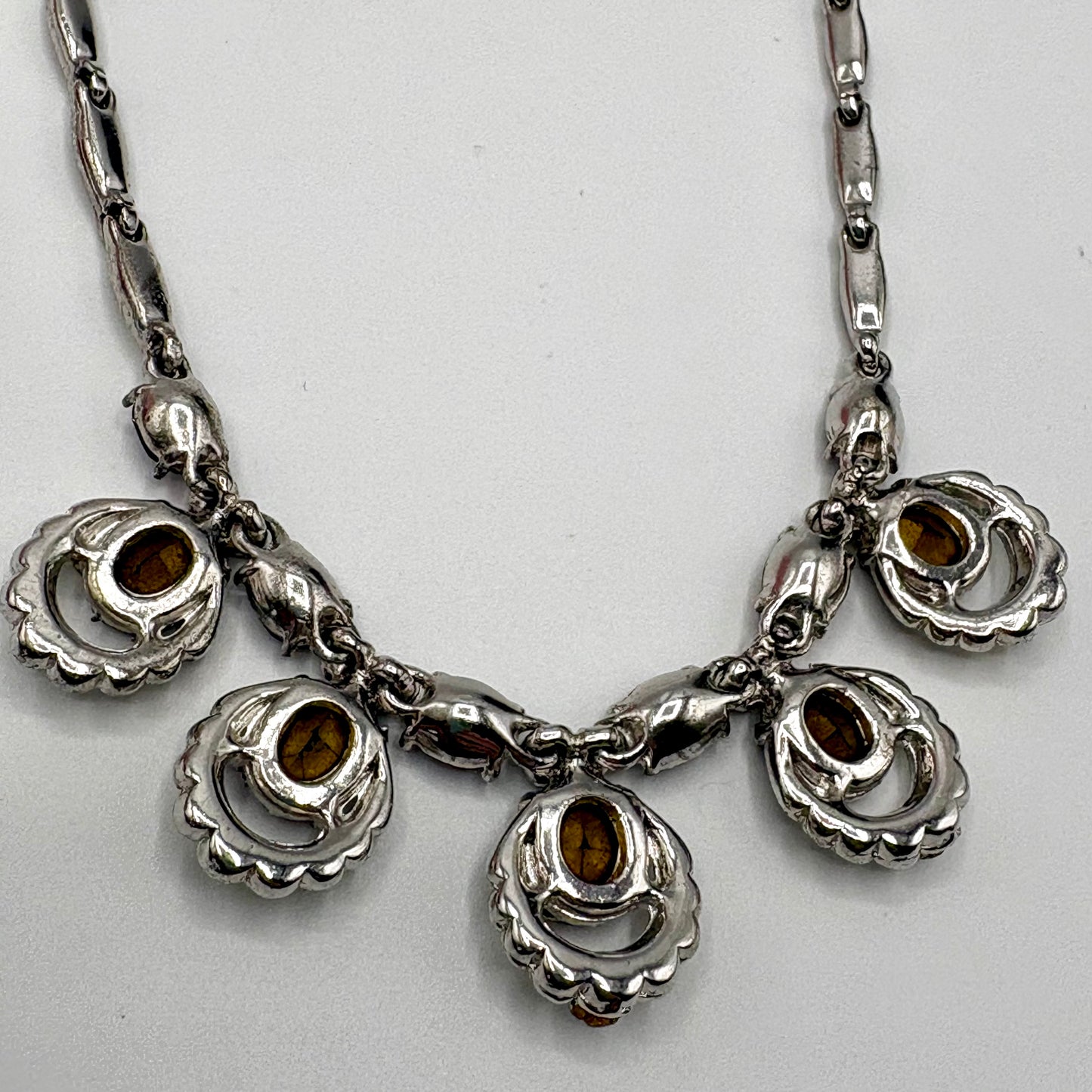 1950s Bogoff Purple & Clear Rhinestone Necklace