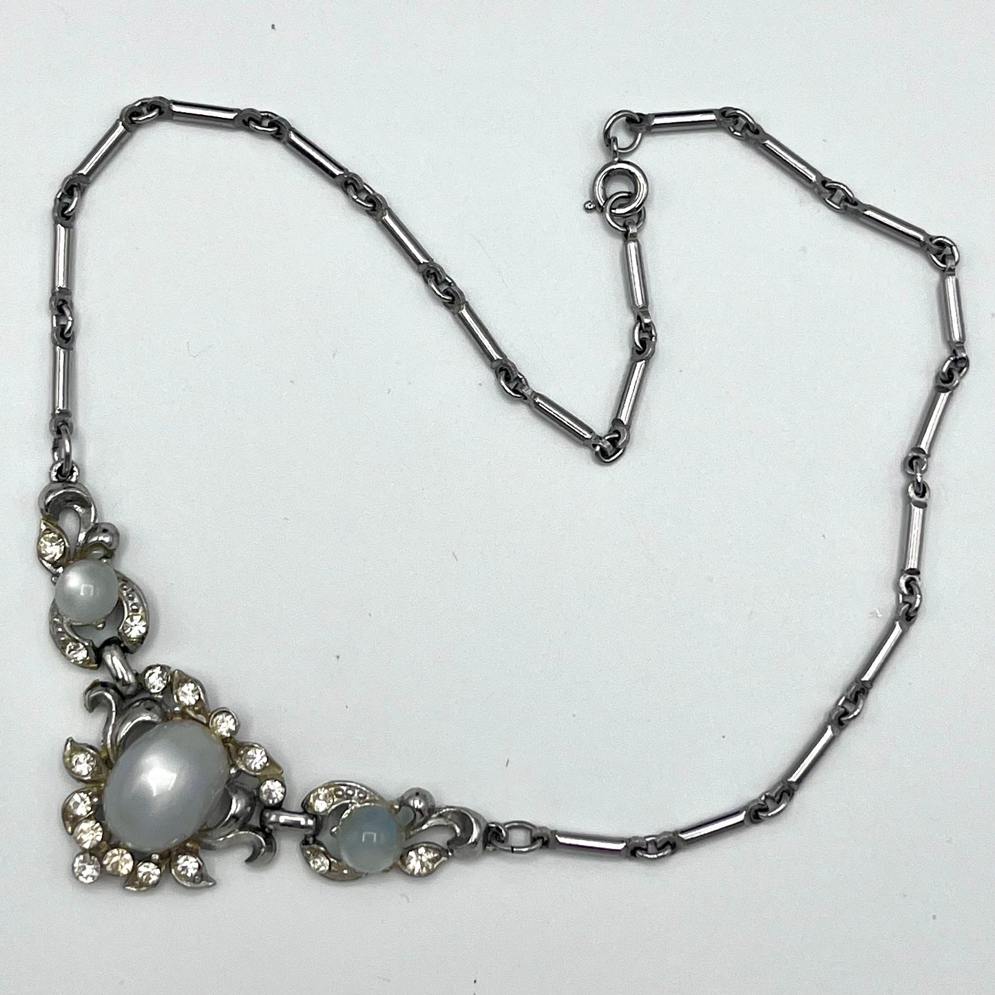 Late 50s/ Early 60s Coro Rhinestone & Cabochon Necklace