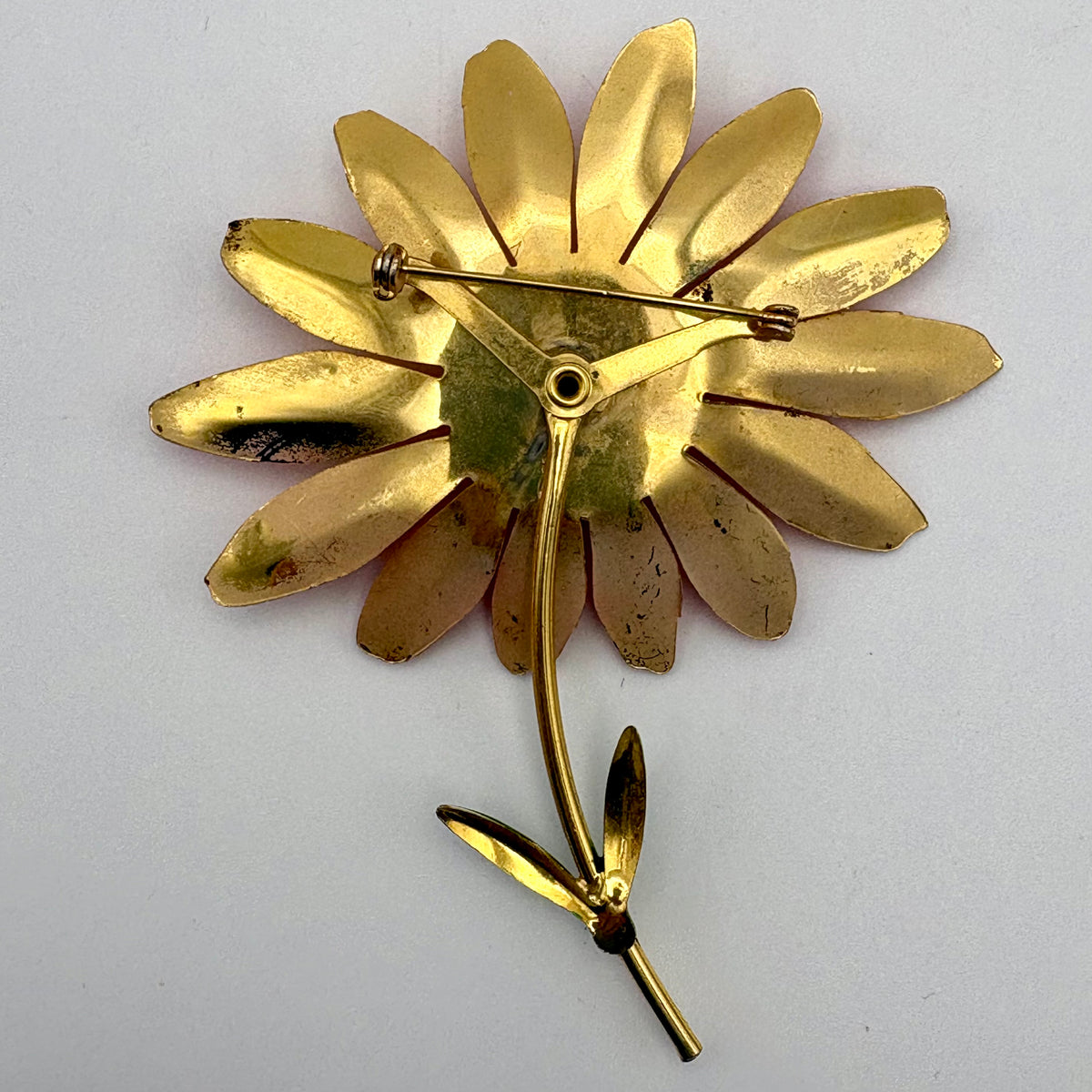 Late 60s / Early 70s Bright Orange Enamel Flower Brooch