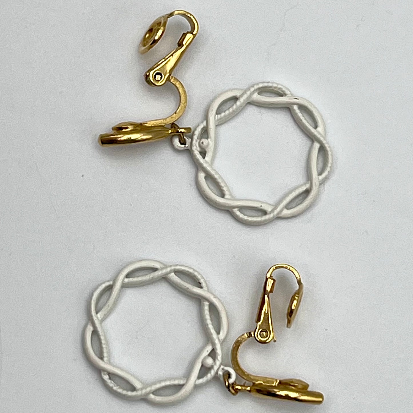 1960s Trifari Crown Dangling Hoop Earrings