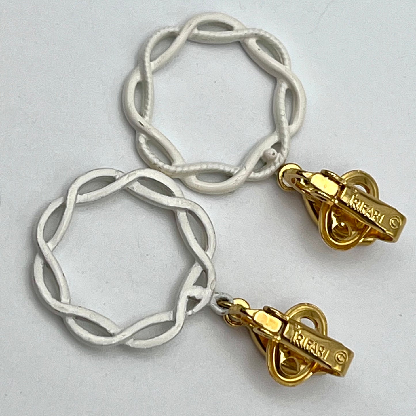 1960s Trifari Crown Dangling Hoop Earrings