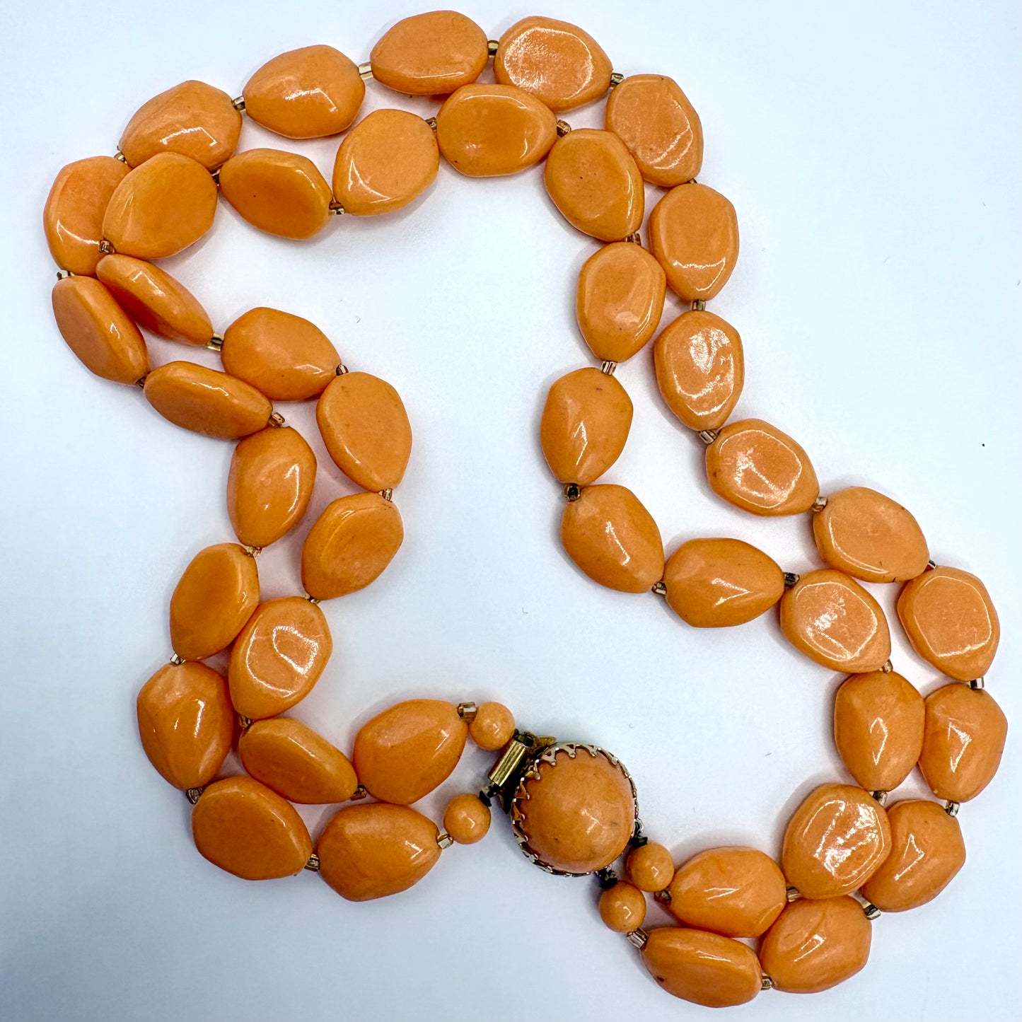 1960s Hong Kong Peach Bead Necklace