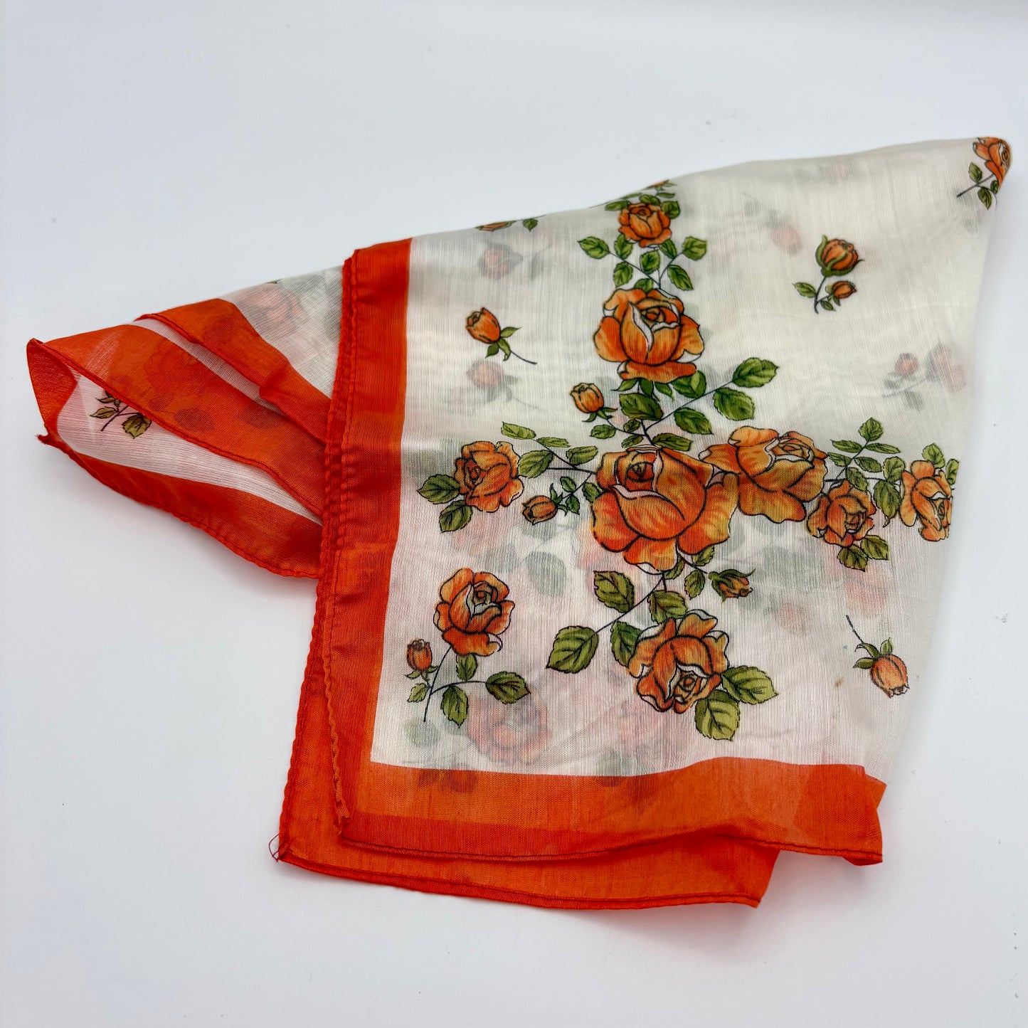 1970s Orange Rose Scarf