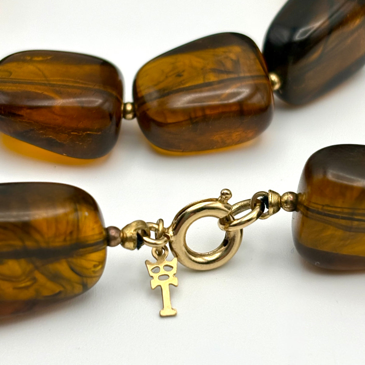 Late 60s / Early 70s Crown Trifari Amber Bead Necklace