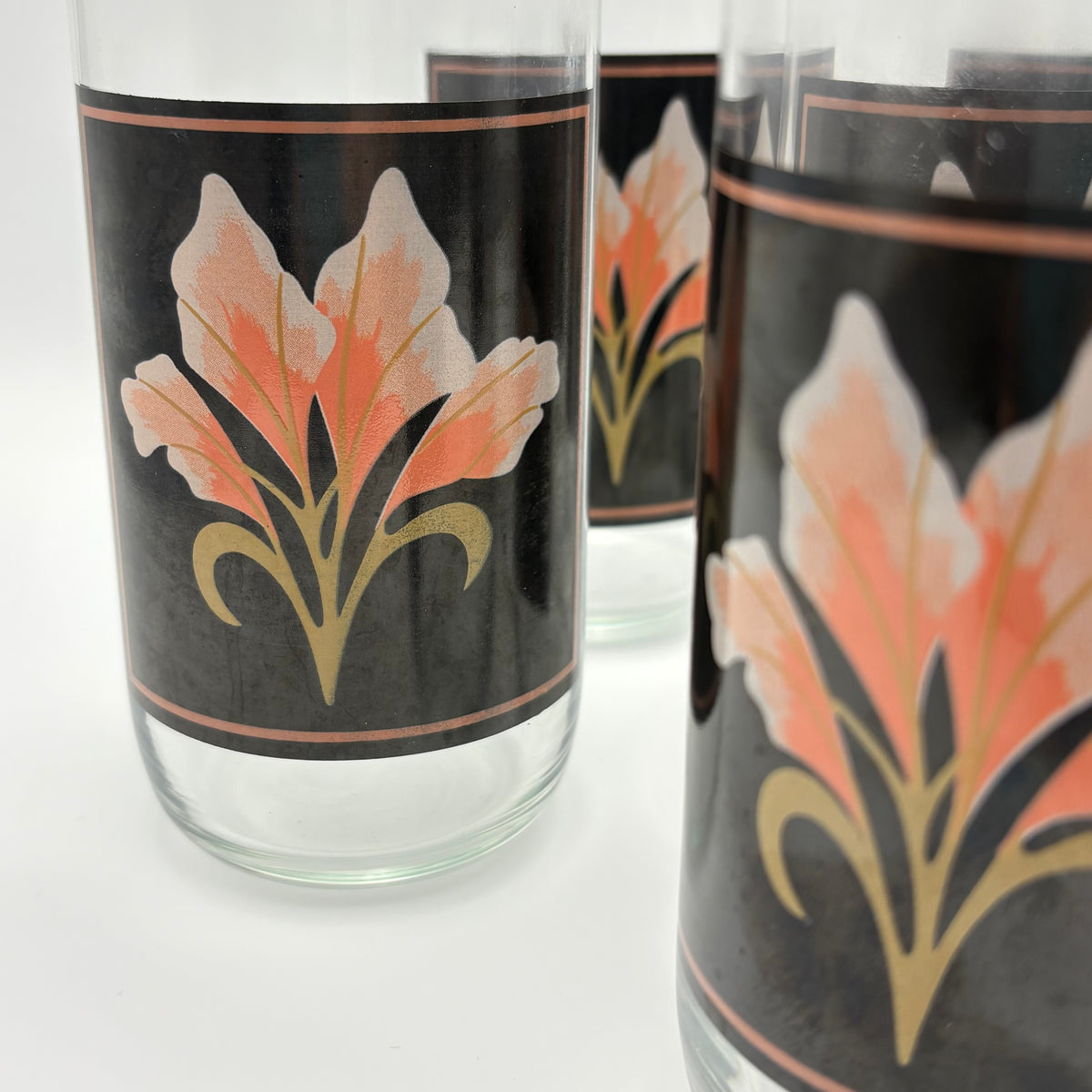 1980s Hollywood Regency Drinking Glasses (Set of 9)