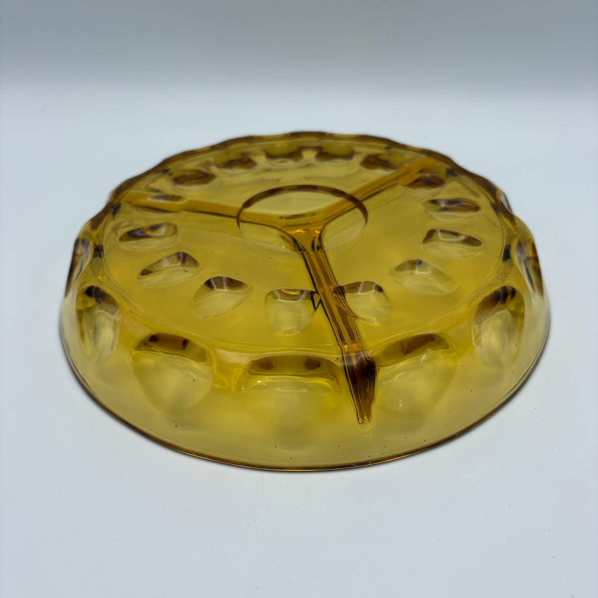 Late 60s/ Early 70s Amber Glass Divided Dish