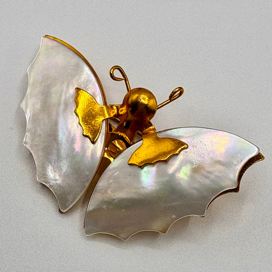 1970s Mother of Pearl Butterfly Brooch