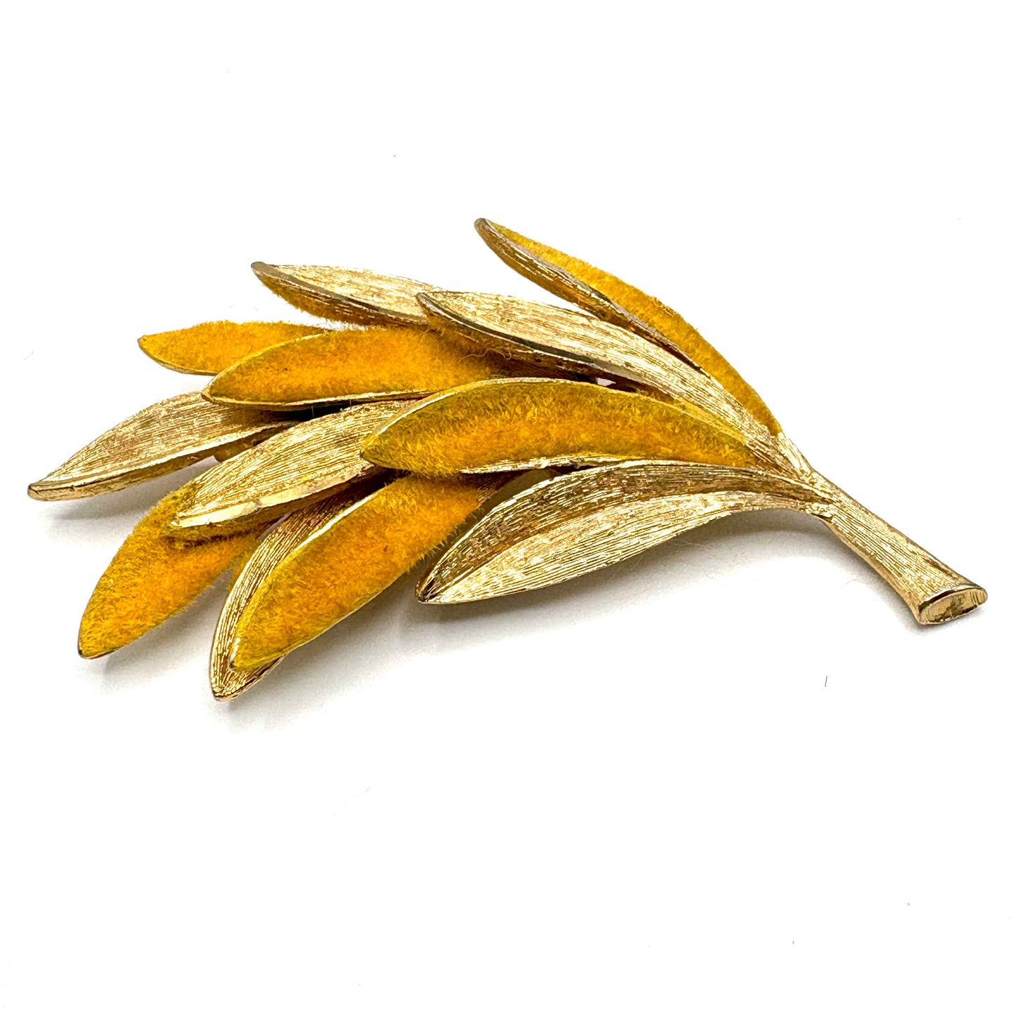 1960s Flocked Gold-Tone Brooch