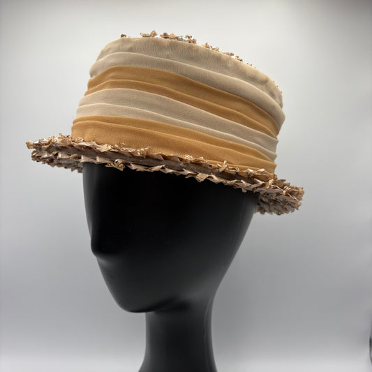Late 50s/ Early 60s Short Brimmed Cloche Style Straw Hat