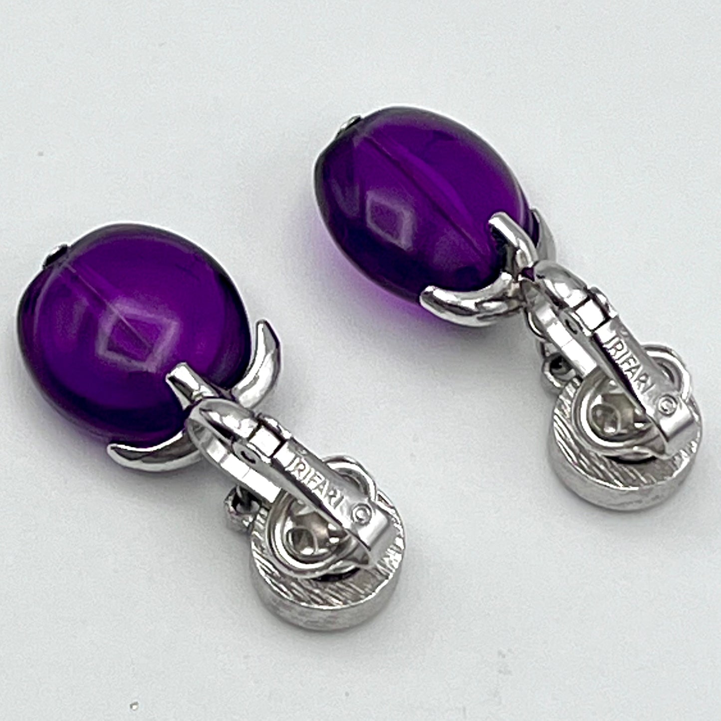 1960s Crown Trifari Purple Lucite Earrings
