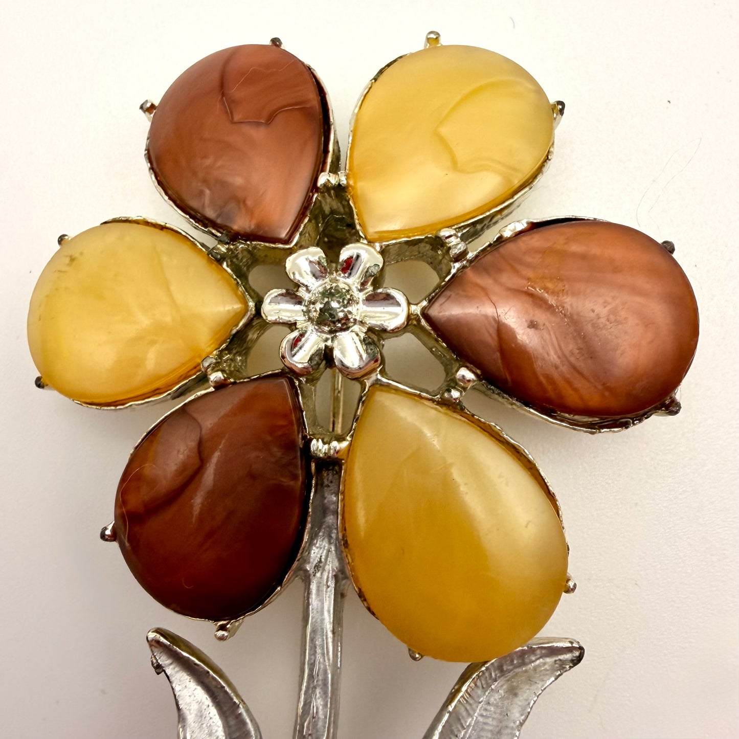 1960s Lucite Flower Brooch