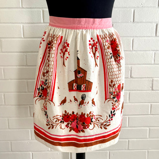 Late 60s/ Early 70s Sayco Screen Printed Tea Towel Apron