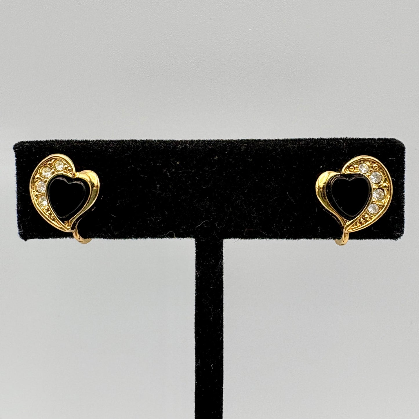 1994 Avon Onyx Heart Earrings