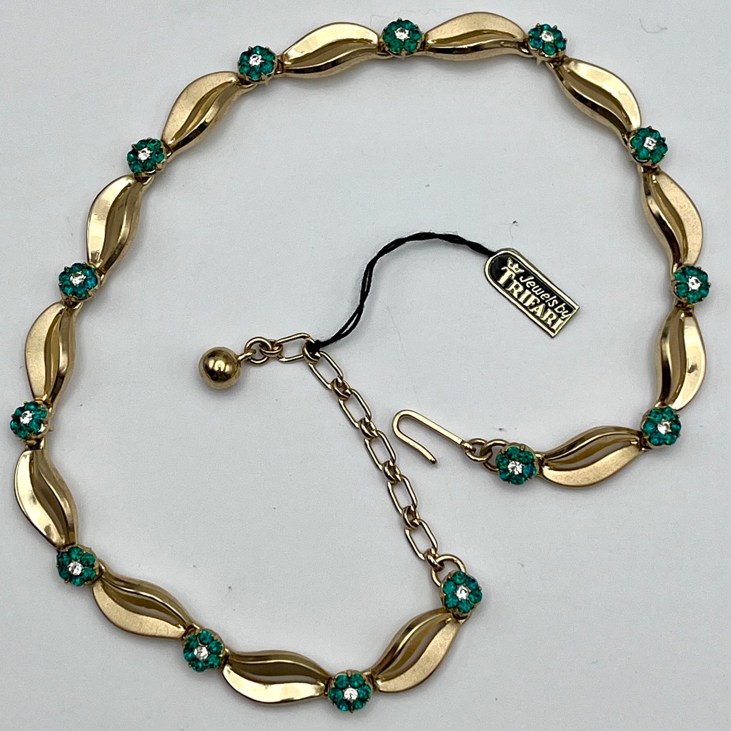Early 1950s Trifari Rhinestone Necklace with Original Tag