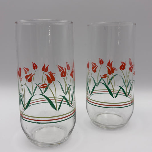80s/90s Tulip Drinking Glasses -Set of 2
