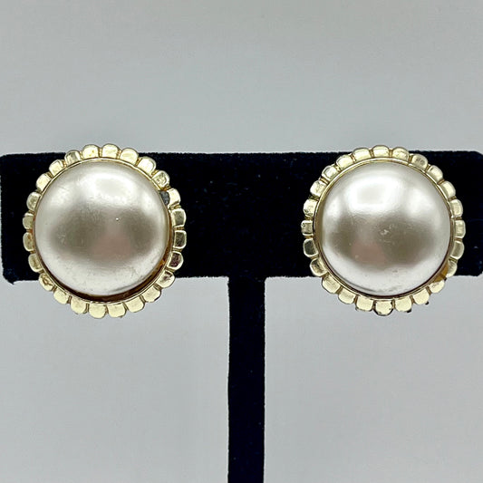 1960s Coro Pearl Button Earrings