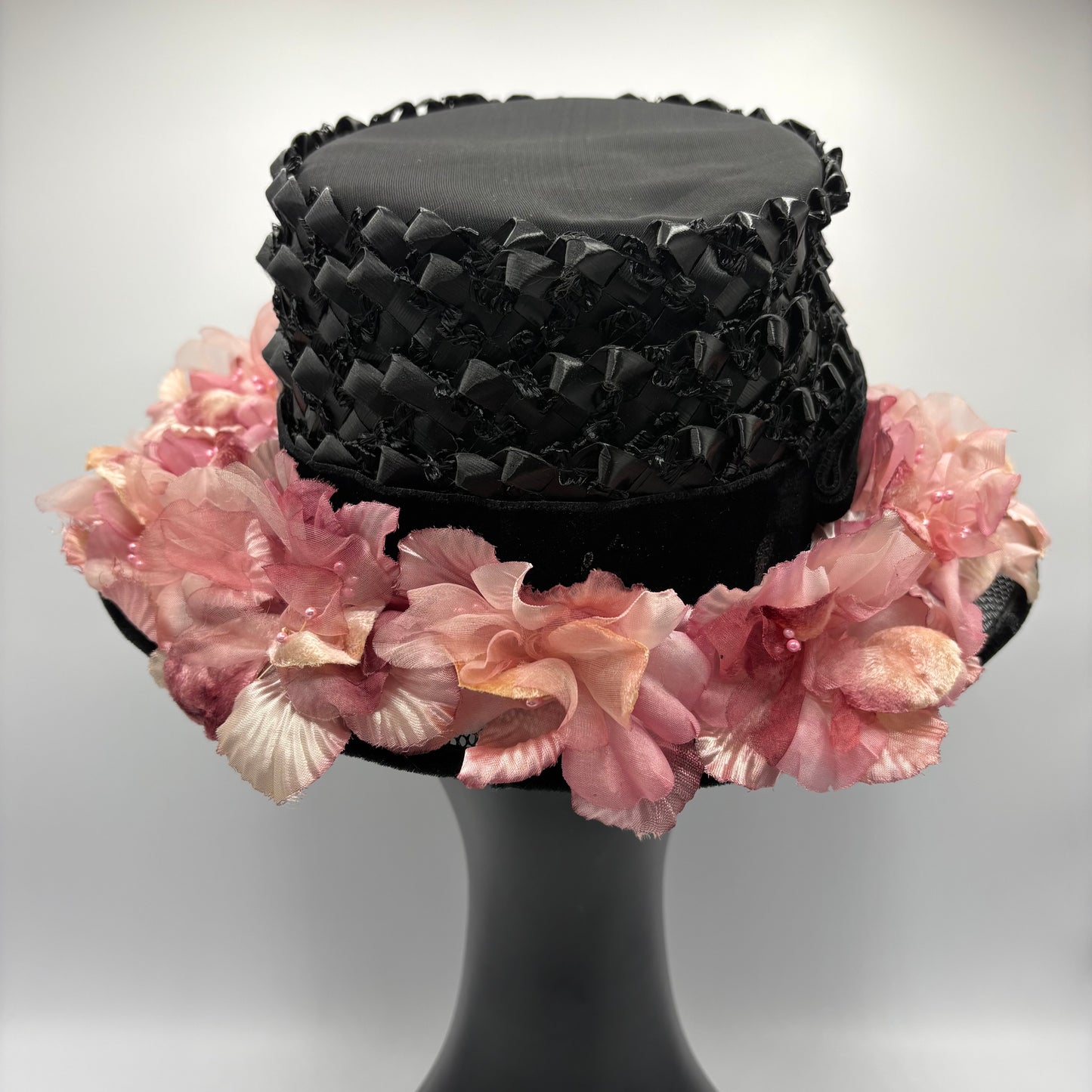 1950s Straw Flowered Brim Picture Hat