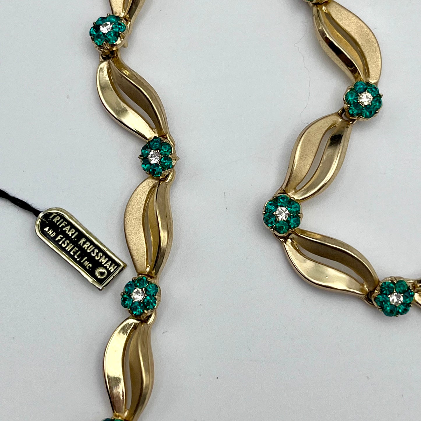 Early 1950s Trifari Rhinestone Necklace with Original Tag