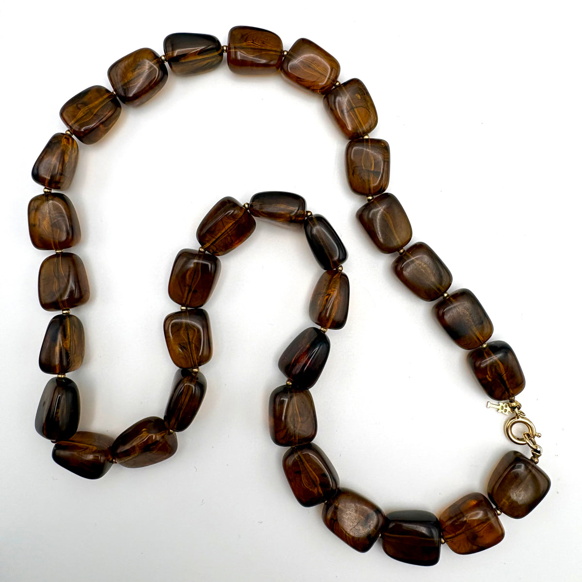 Late 60s / Early 70s Crown Trifari Amber Bead Necklace