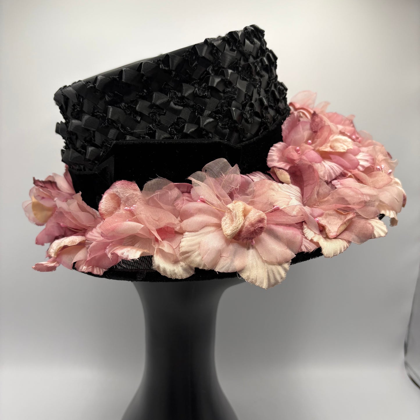 1950s Straw Flowered Brim Picture Hat