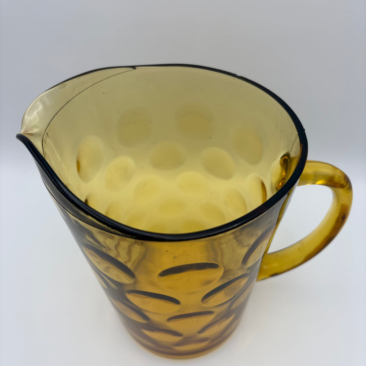 1970s Amber Dotted Glass Pitcher