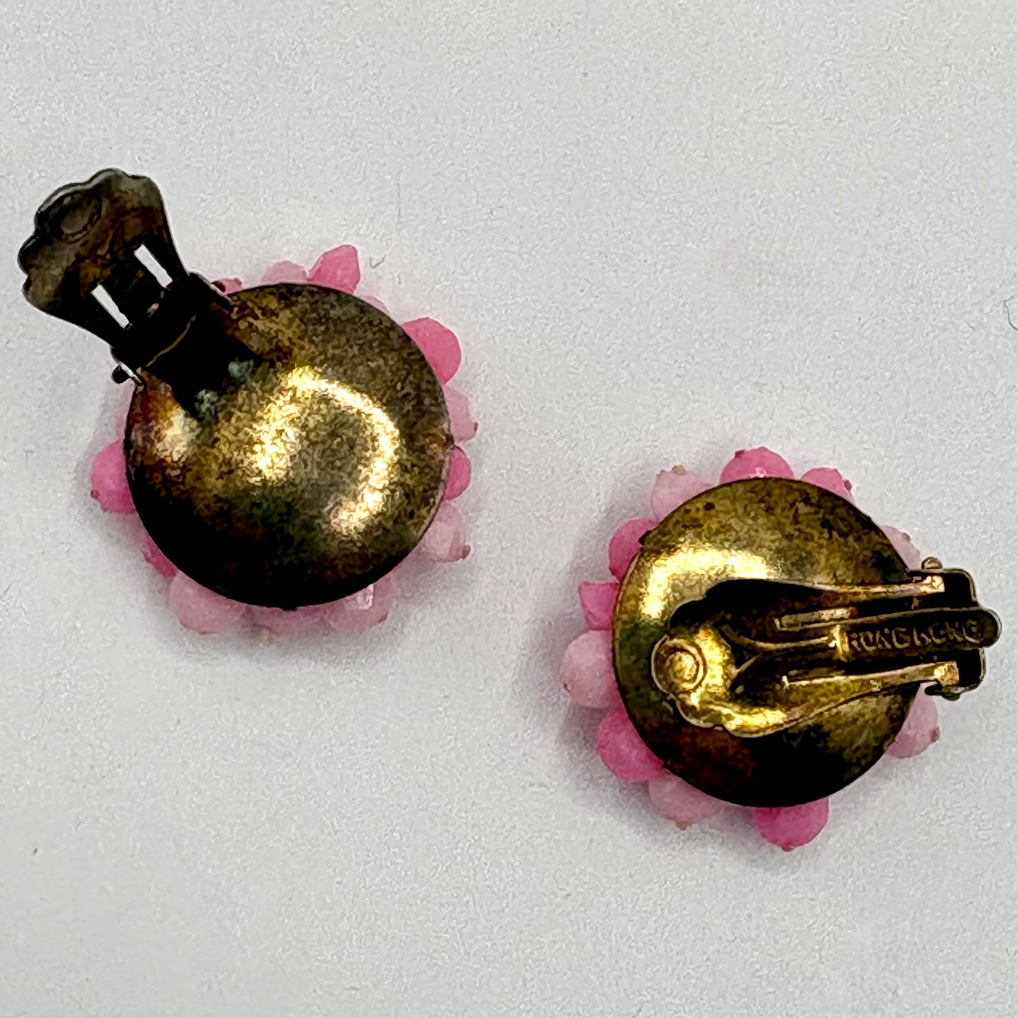 1960s Hong Kong Pink Bead earrings