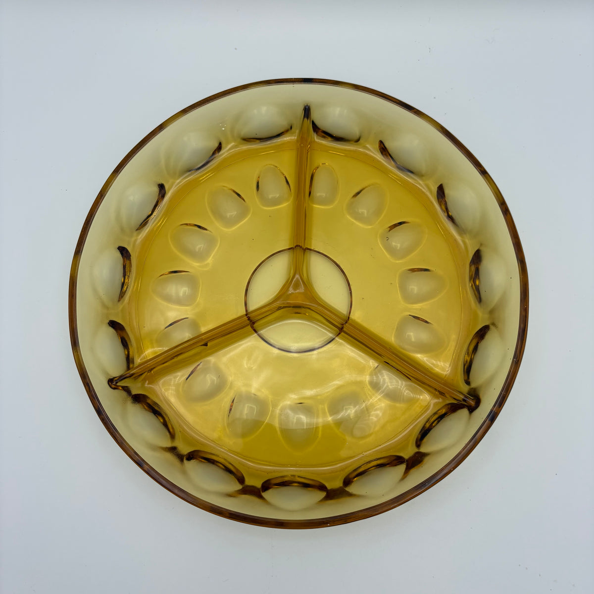 Late 60s/ Early 70s Amber Glass Divided Dish