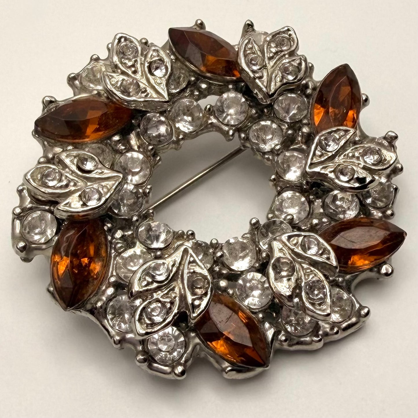 50s/60s  Round Rhinestone Brooch