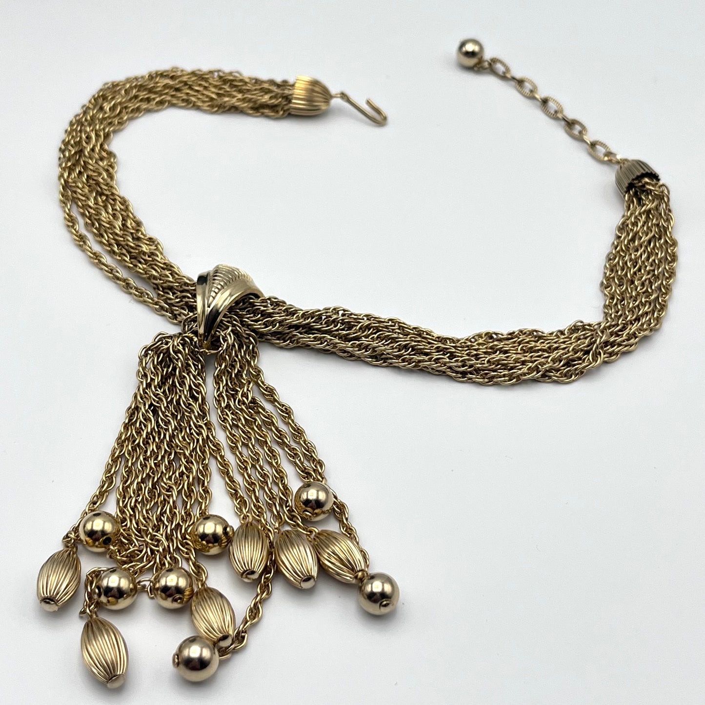 1960s Gold Tone Tassel Choker Necklace