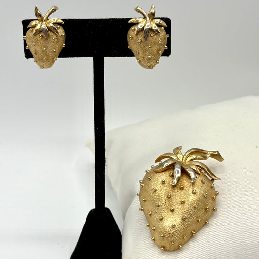 1960s Crown Trifari Strawberry Demi-Parure