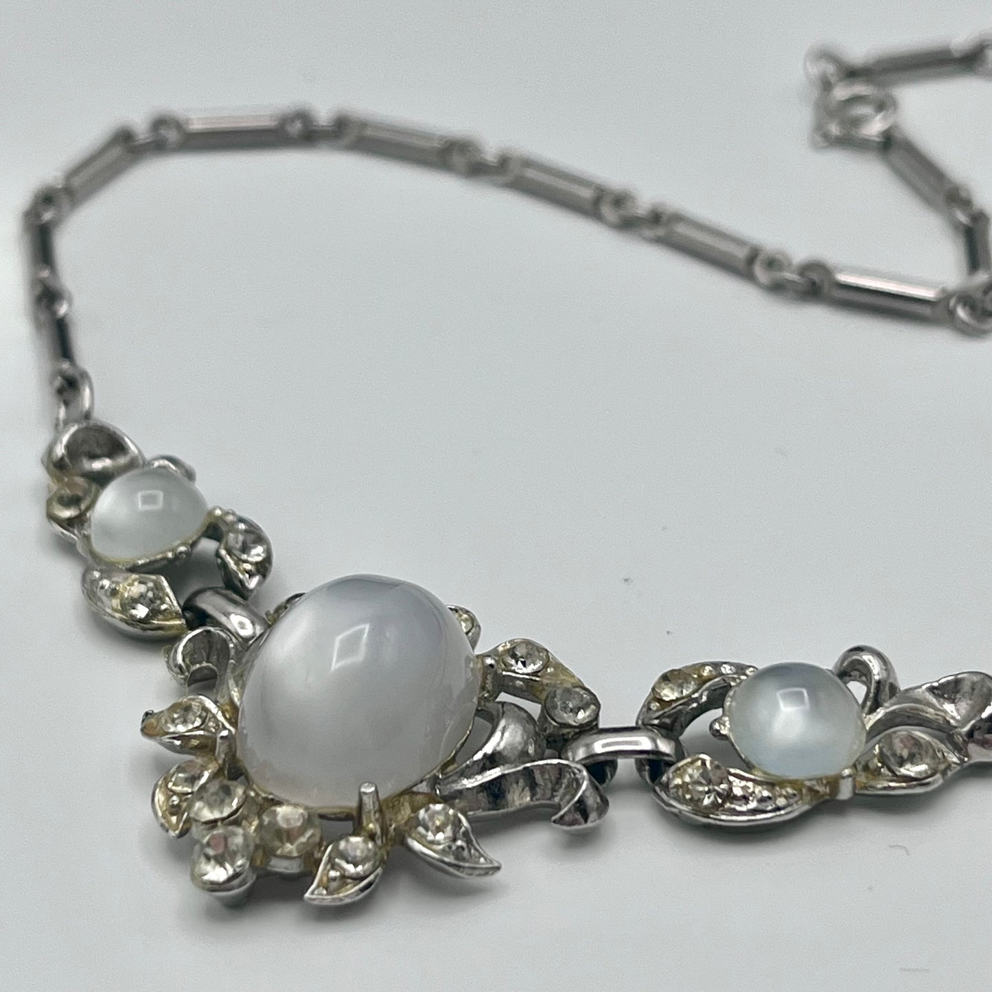 Late 50s/ Early 60s Coro Rhinestone & Cabochon Necklace
