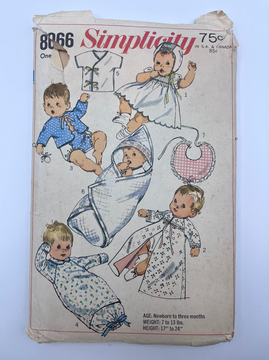 1968 Simplicity Newborn Pattern 8066