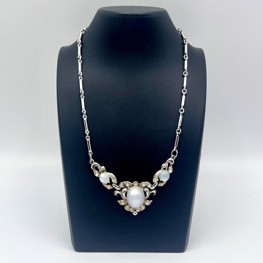Late 50s/ Early 60s Coro Rhinestone & Cabochon Necklace