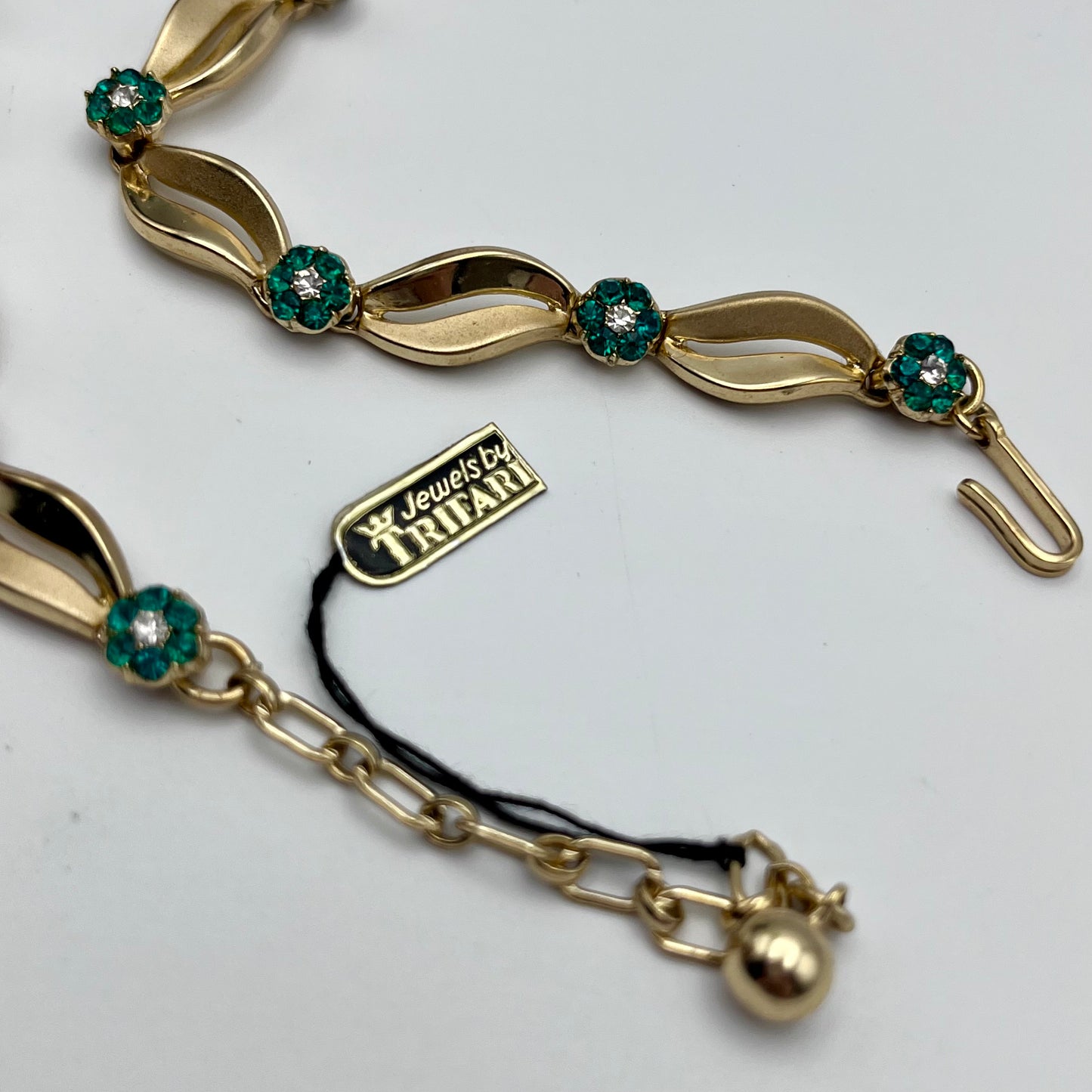 Early 1950s Trifari Rhinestone Necklace with Original Tag
