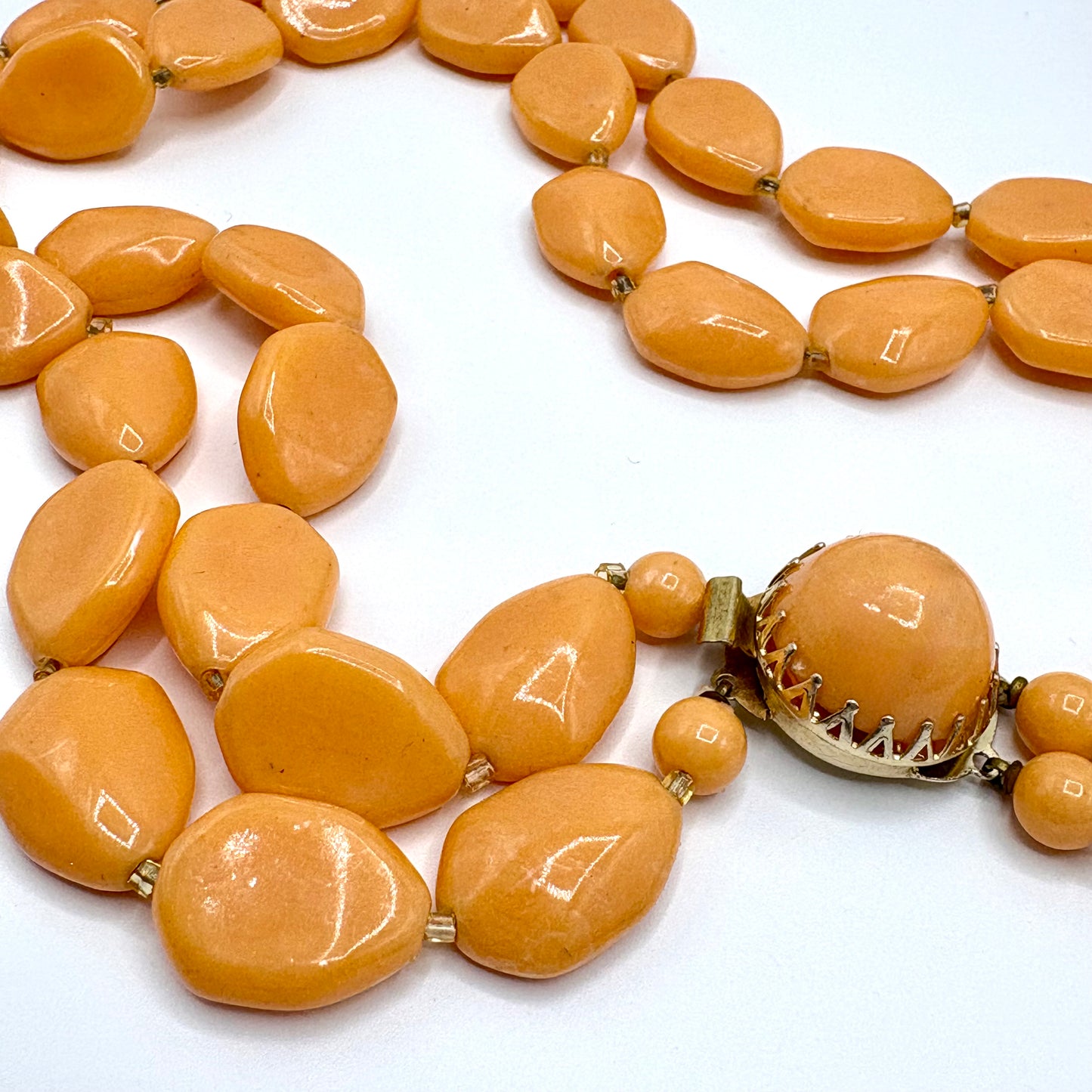 1960s Hong Kong Peach Bead Necklace