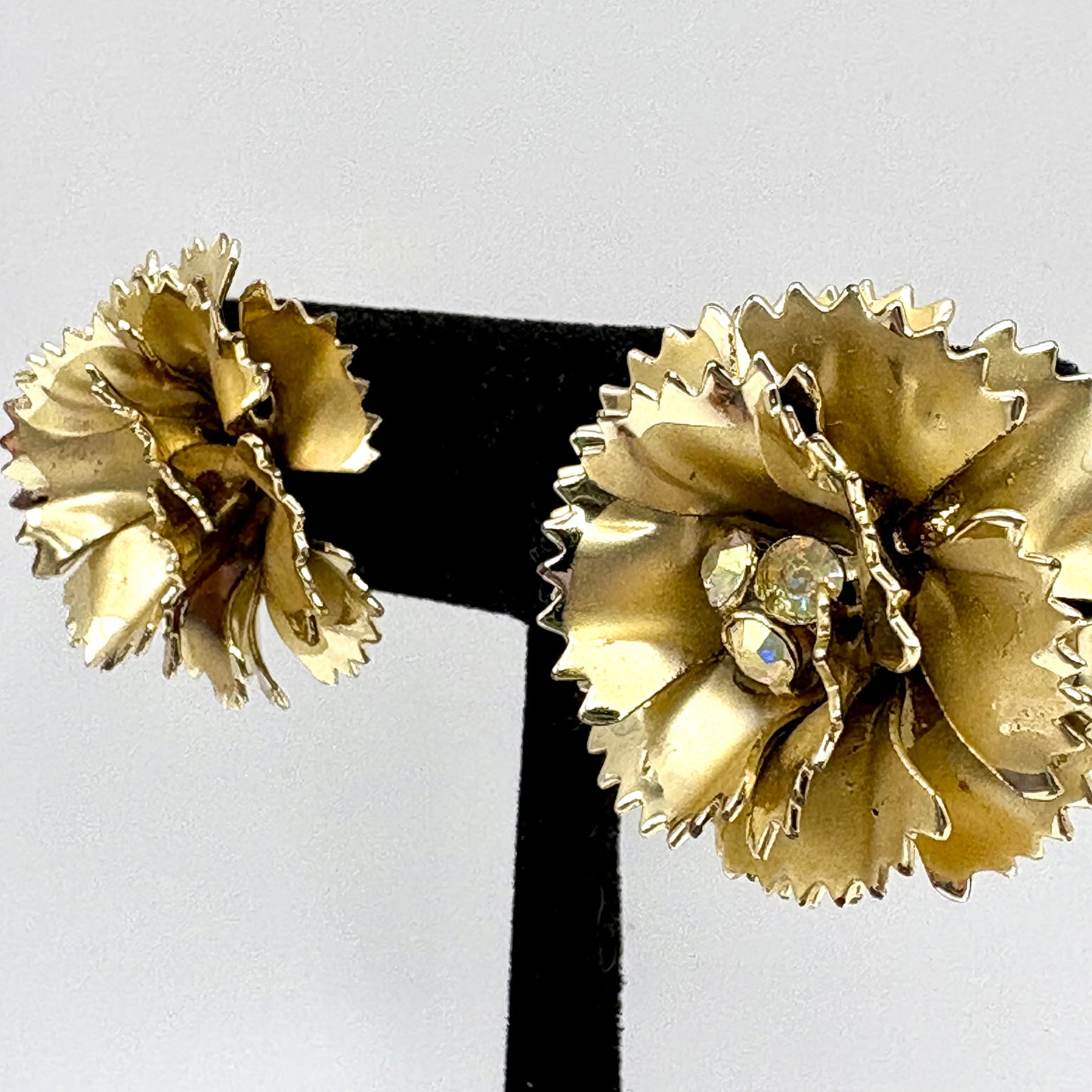 1960s Gold-Tone Flower Earrings