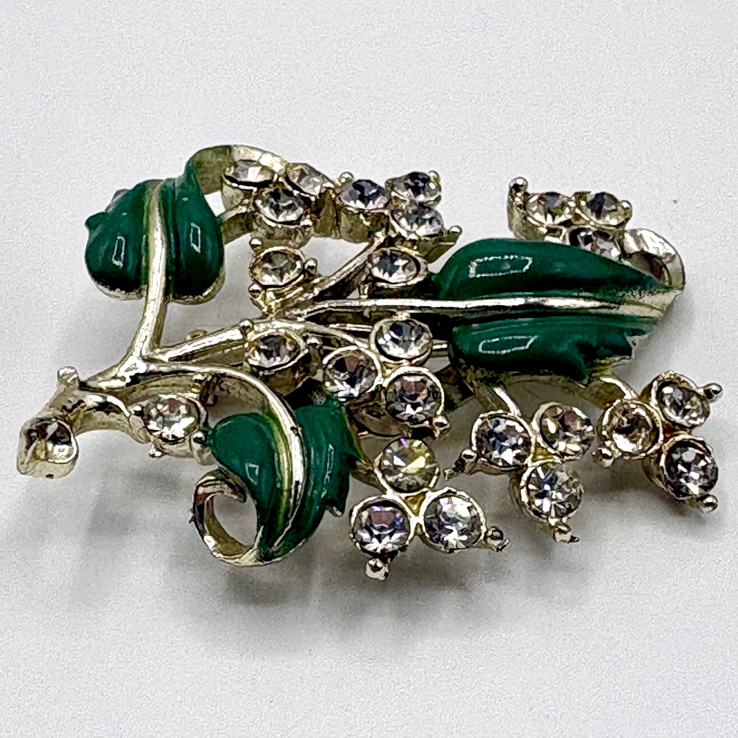 50s/60s Rhinestone Floral Spray Brooch