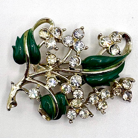 50s/60s Rhinestone Floral Spray Brooch