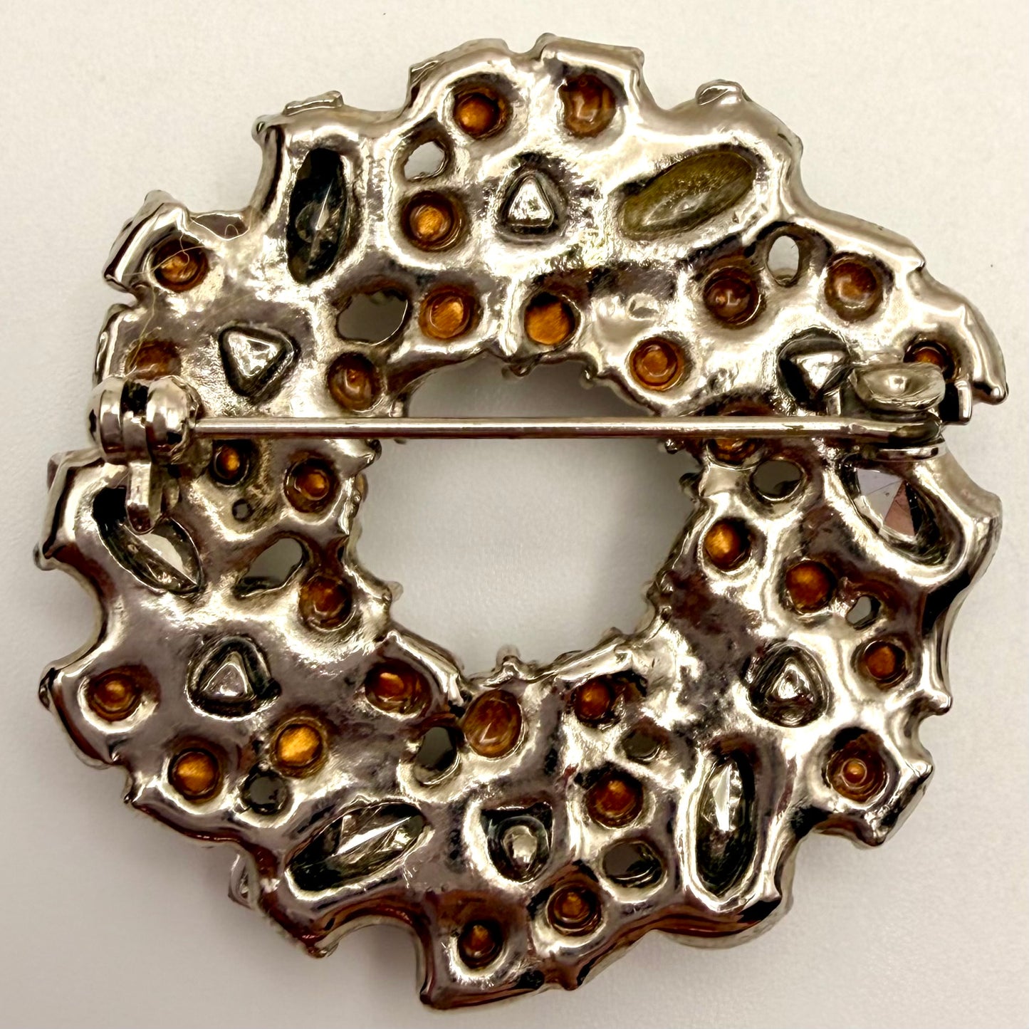 50s/60s  Round Rhinestone Brooch