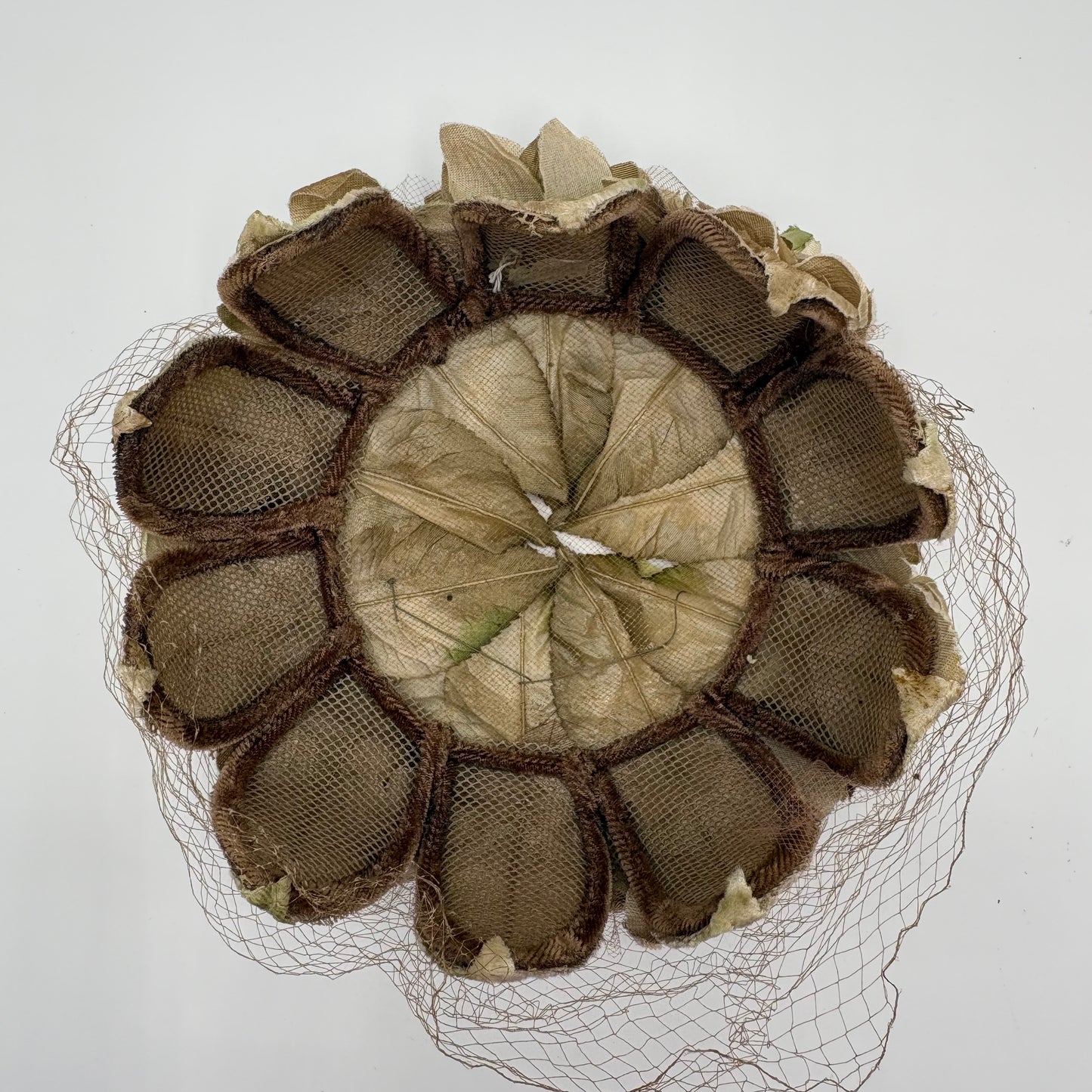 1950s Floral Veiled Half Hat (Juliet Cap)