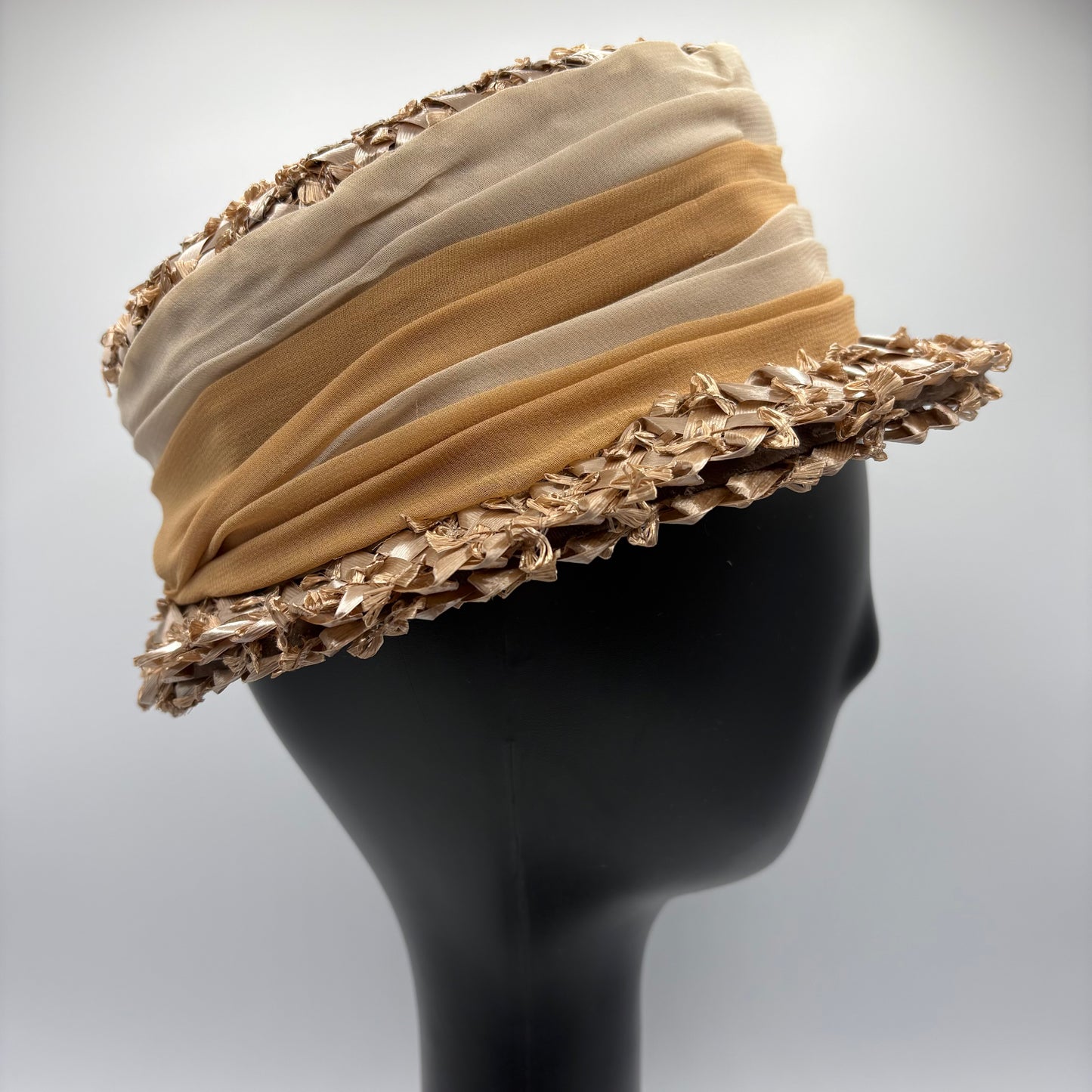 Late 50s/ Early 60s Short Brimmed Cloche Style Straw Hat
