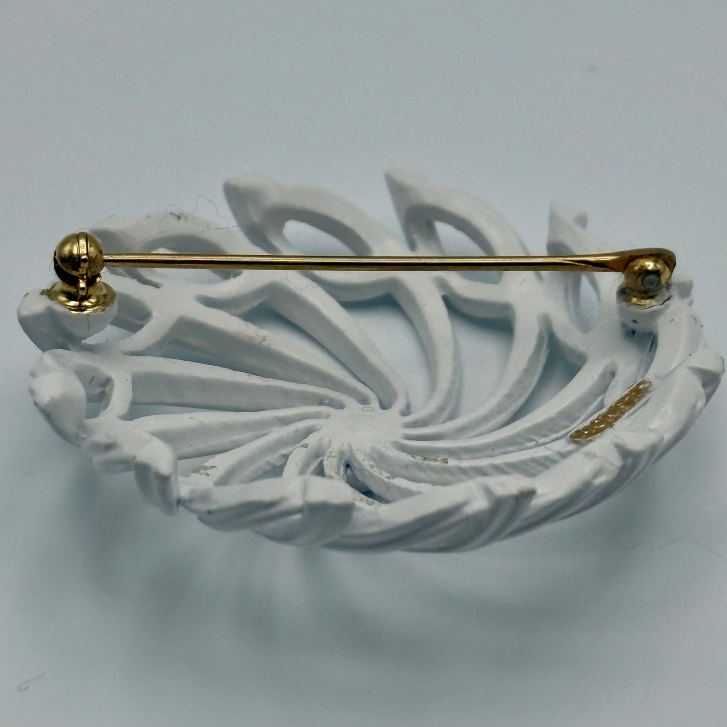 1960s Monet White Enamel Swirl Brooch
