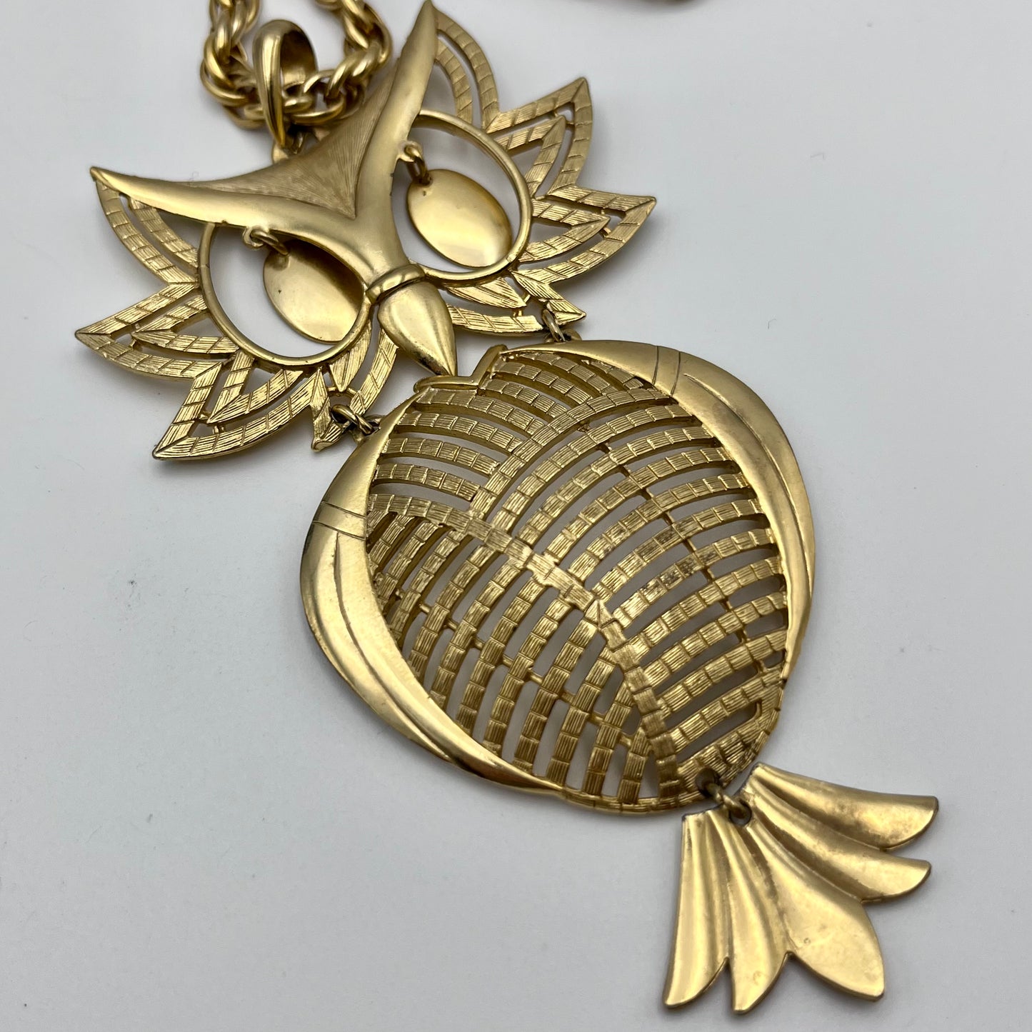 1970s Allen Articulated Owl Necklace