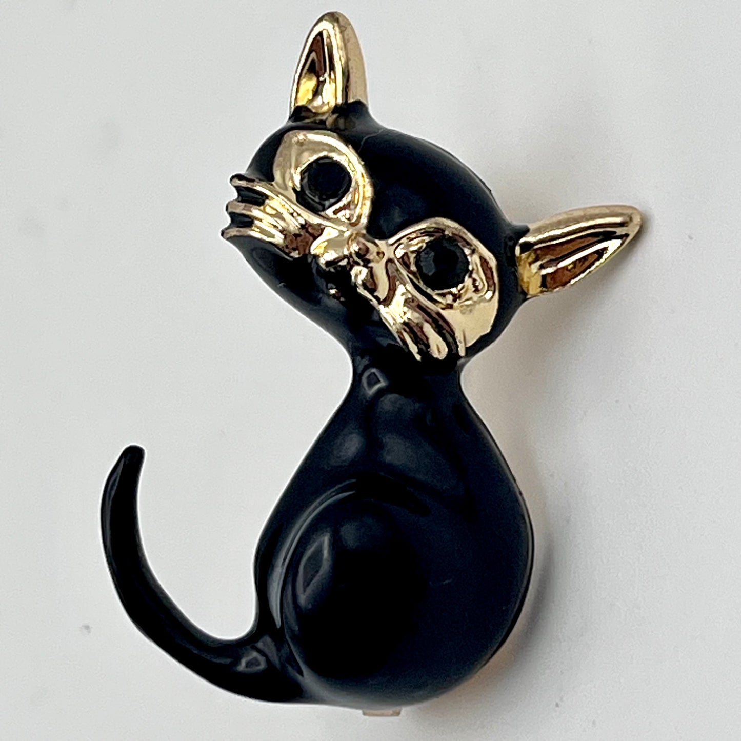1980s Enamel Black Cat Pin