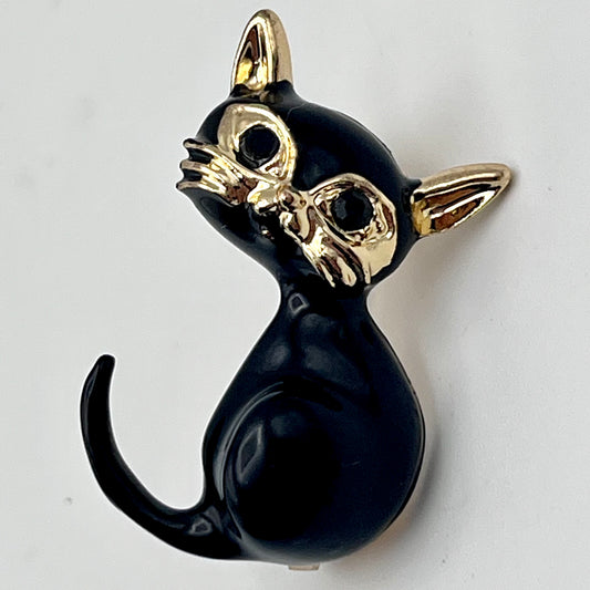 1980s Enamel Black Cat Pin